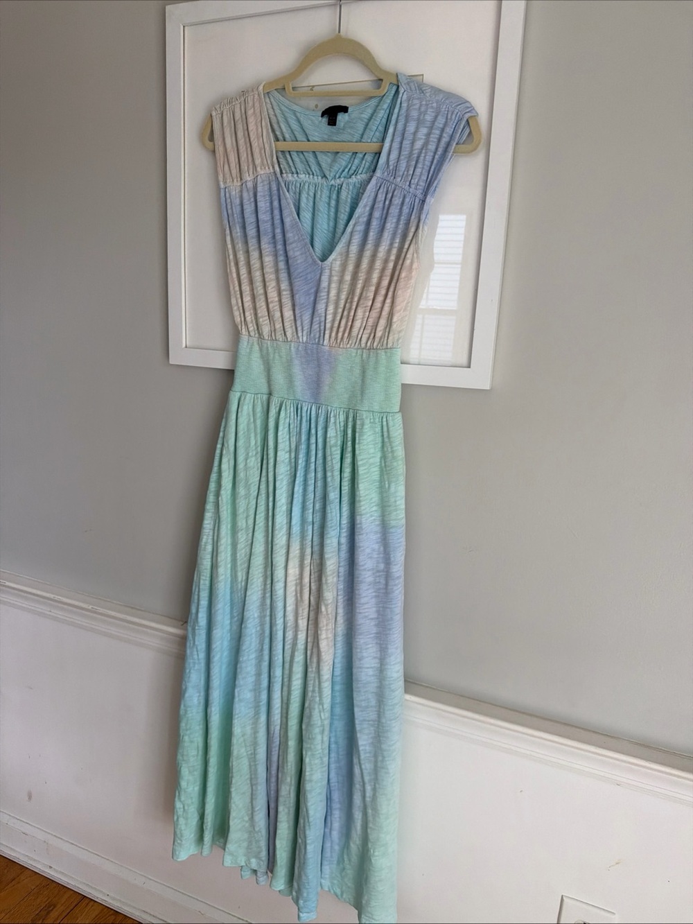ATM Pastel Tie-Dye Maxi Dress in Mint, Blue and Cream